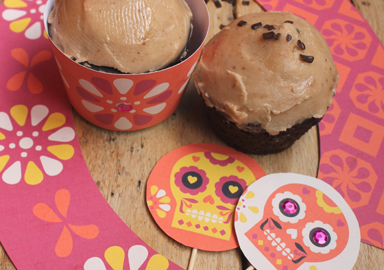 cupcakes-printables How to make spicy chocolate cupcakes for day of the Dead!