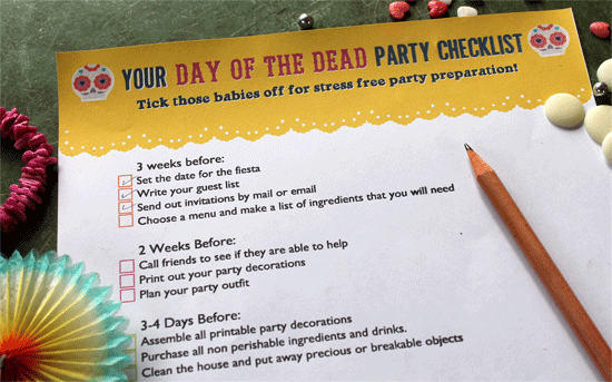 check-list-day-of-the-dead dia de los muertos or day of the dead party advice - check list printables for parties