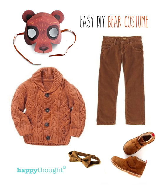 Animal bear costume ideas- Easy throw togther bear costume with tiger mask