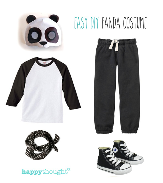 Easy to throw together panda costume with paper mask