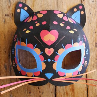 Cat calavera mask template