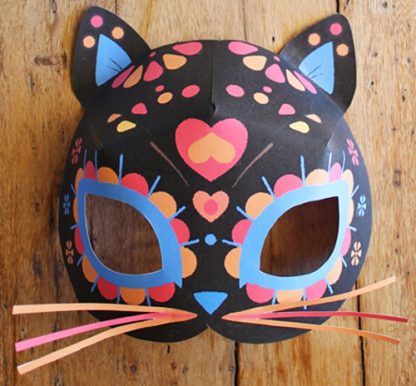 Cat calavera mask template