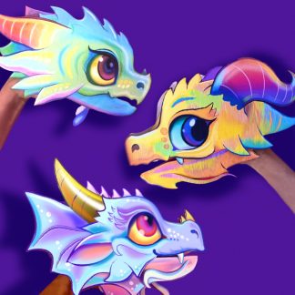 3 DIY baby dragon puppet templates and PDF tutorial