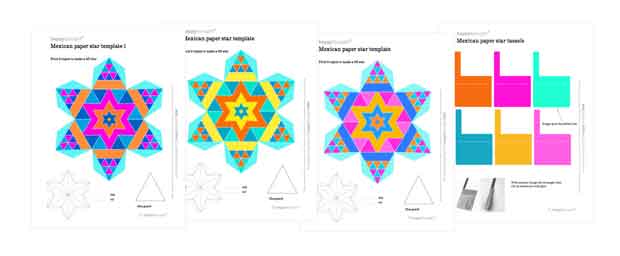Make beautiful Mexican paper stars for decorations at home, colegio or school printable kids activity: Make beautiful Mexican paper stars for decorations at home, colegio or school