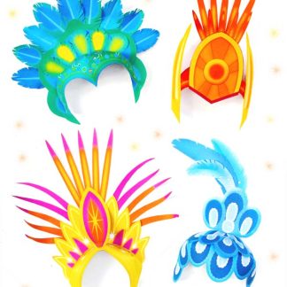 4 printable Carnival headpiece templates