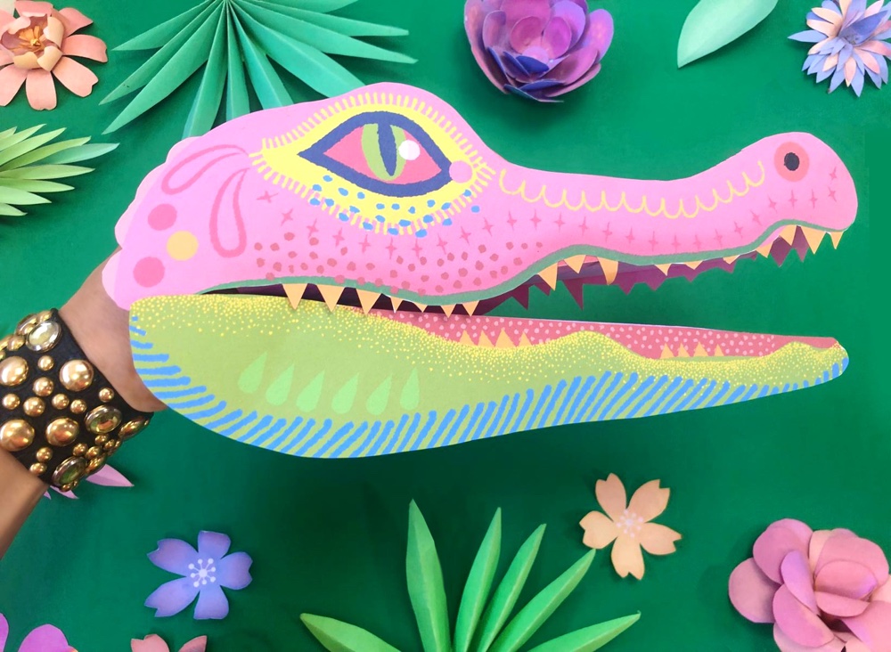 Alebrije Crocodile puppet PDF template and tutorial
