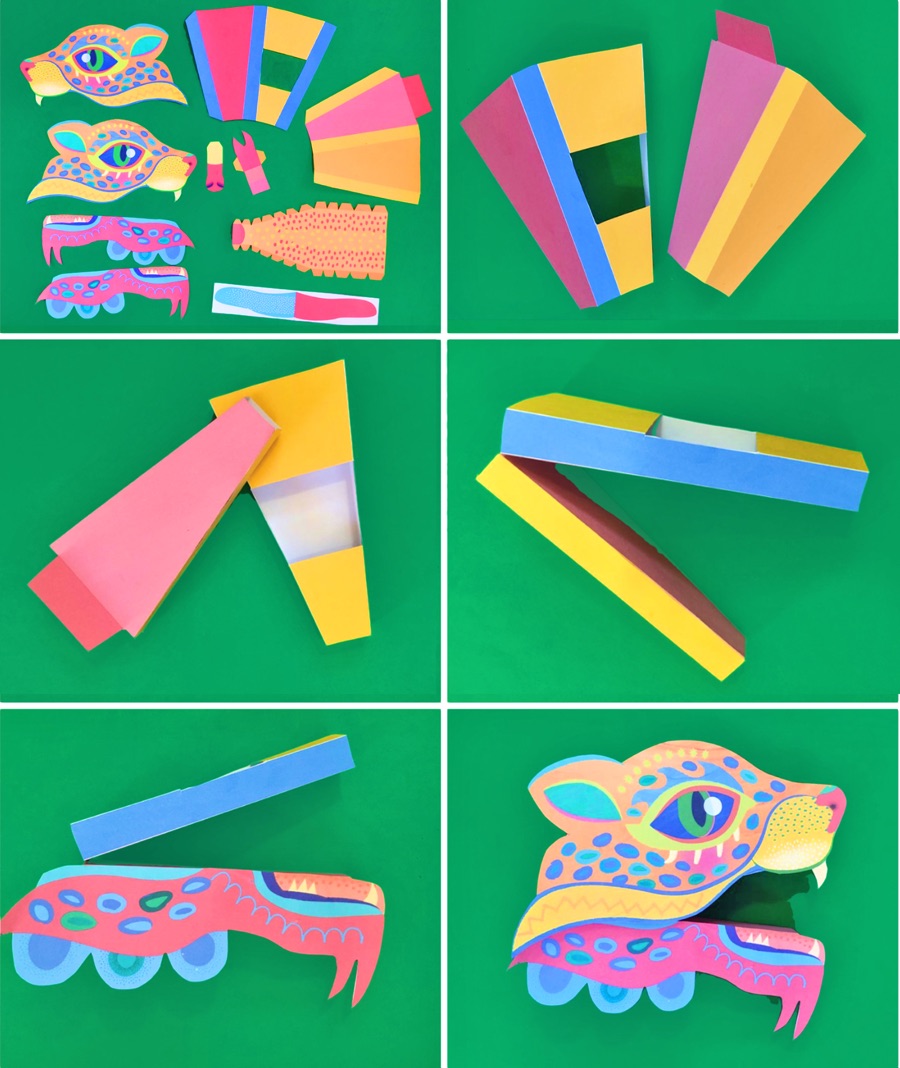 Alebrije jaguar puppet craft project instructions and steps