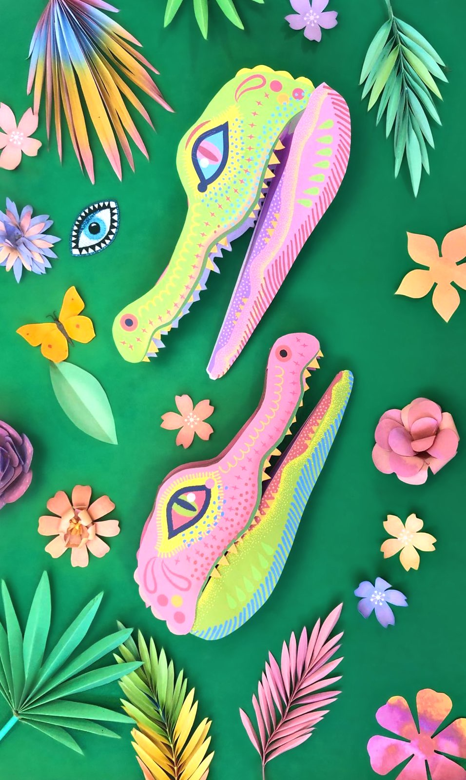 Crocodile Puppet craft template and tutorial