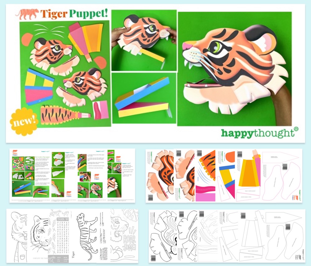 DIY tiger puppet craft template tutorial PDF