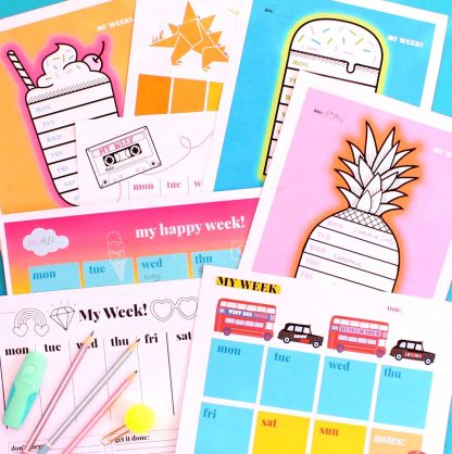 Printable weekly planners in English and Spanish
