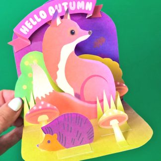 Hello autumn-diorama-fox on green