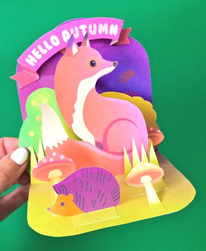 Hello autumn-diorama-fox on green