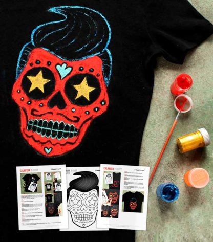 How to paint Day of the Dead Calavera T-shirt template and tutorial