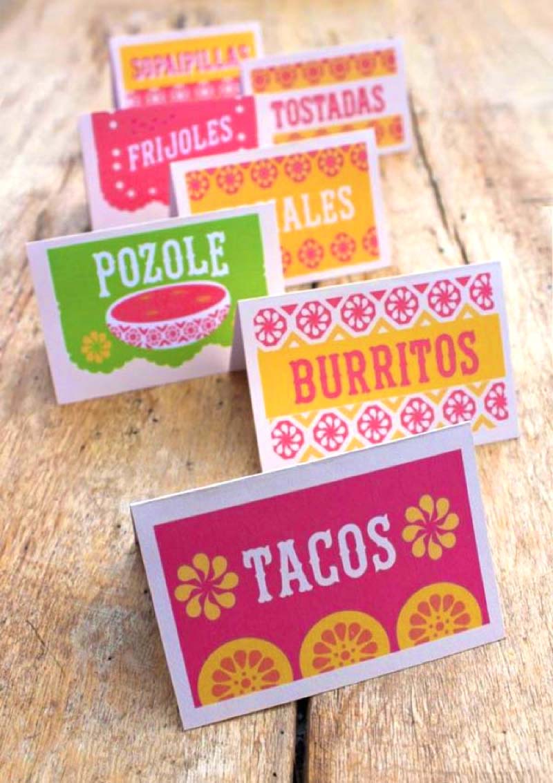 Mexican food and drink signs for fiestas Mexican food and drink signs for fiestas - tacos burritos pozole tomales