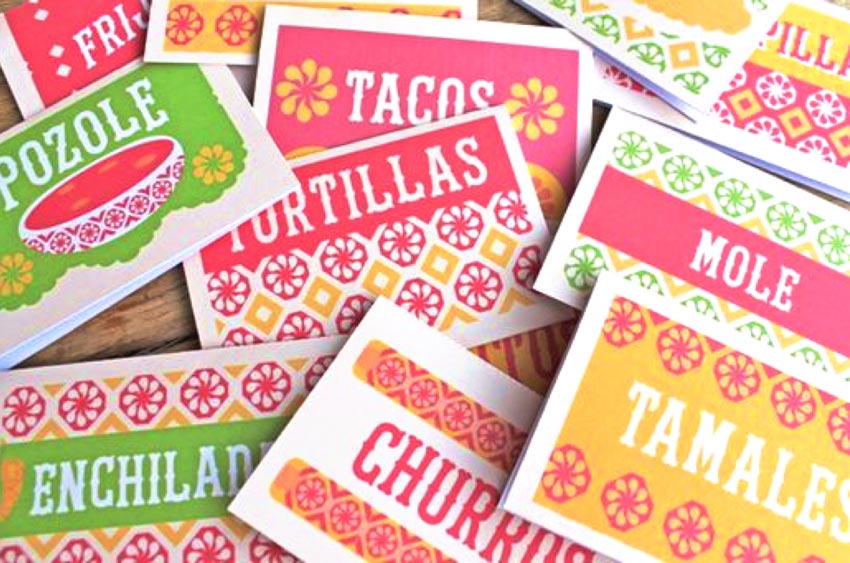 Printable DIY mole, tacos, pozole, tamales, enchiladas, churros, tortillas food signs Printable DIY mole, tacos, pozole, tamales, enchiladas, churros, tortillas food signs