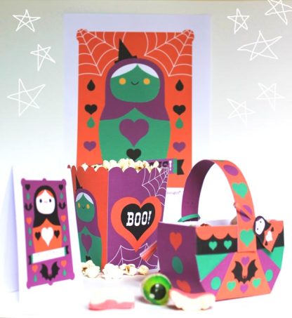 Spooky Halloween papercraft printable party templates, patterns, PDFs and cutouts for class and home activities!