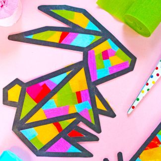 Sun catcher Easter bunny craft activity template and instructions