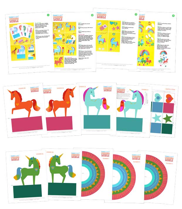 Templates and DIY photo instructions on making paper unicorn mobile Templates and DIY photo instructions on making paper unicorn mobile