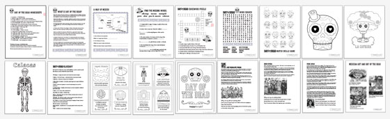 Dia de los Muertos worksheets: 18 PDF printable kids activities about Dia de los Muertos! Dia de los Muertos worksheets: 18 PDF printable kids activities about Dia de los Muertos!