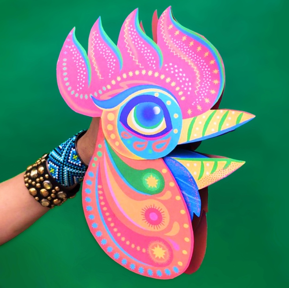 alebrije rooster hand puppet template PDF