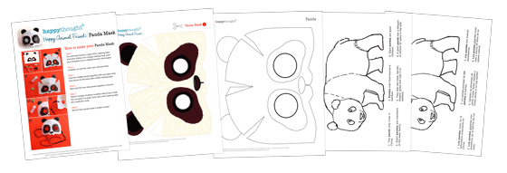 Panda worksheets: 3D DIY mask, color in sheet and 6 panda animal facts!