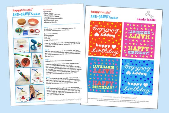 Anti gravity cake worksheets: Birthday cake ideas!