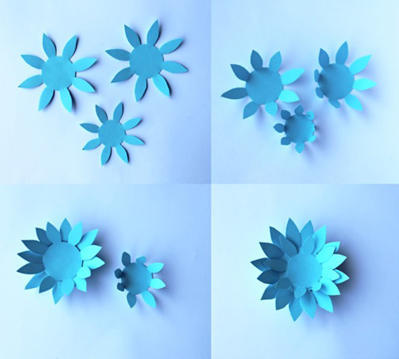 Easy fun paper crafts - Blue paper flowers - Flower templates and patterns!