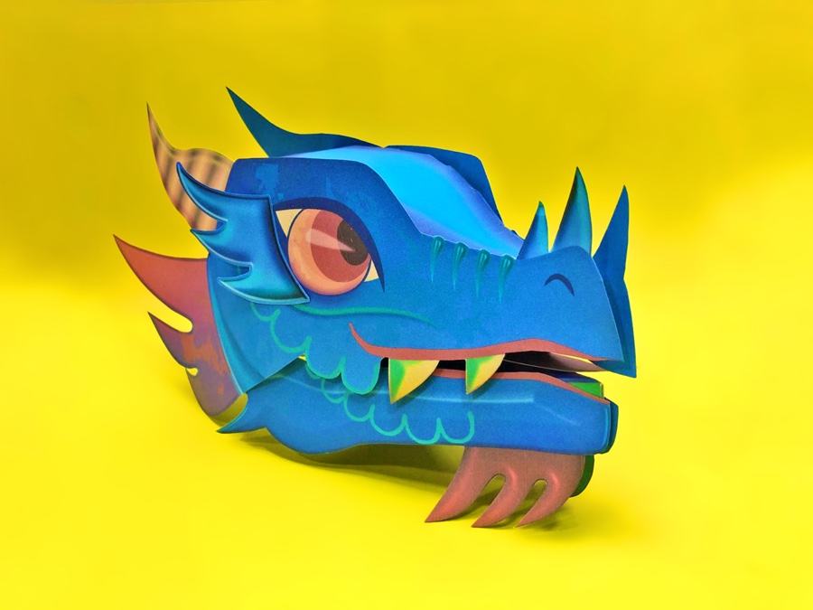 blue dragon puppet craft activity