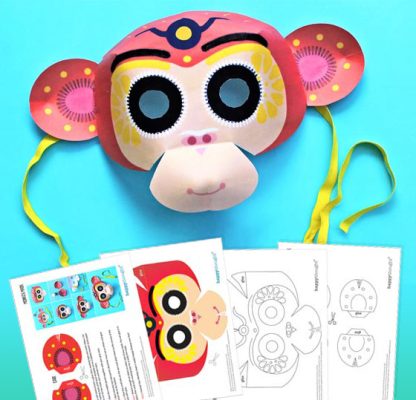 Chinese new year monkey mask free 2016 template and instructions!