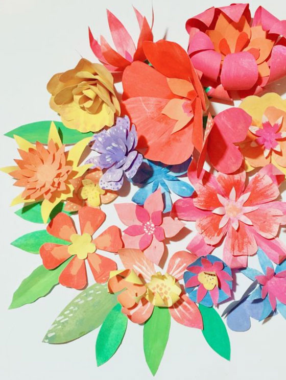 Cinco de Mayo paper flower blooms for a headpiece