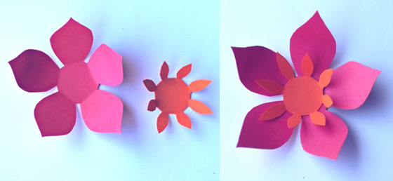 How to assemble and orange and pink paper flower
