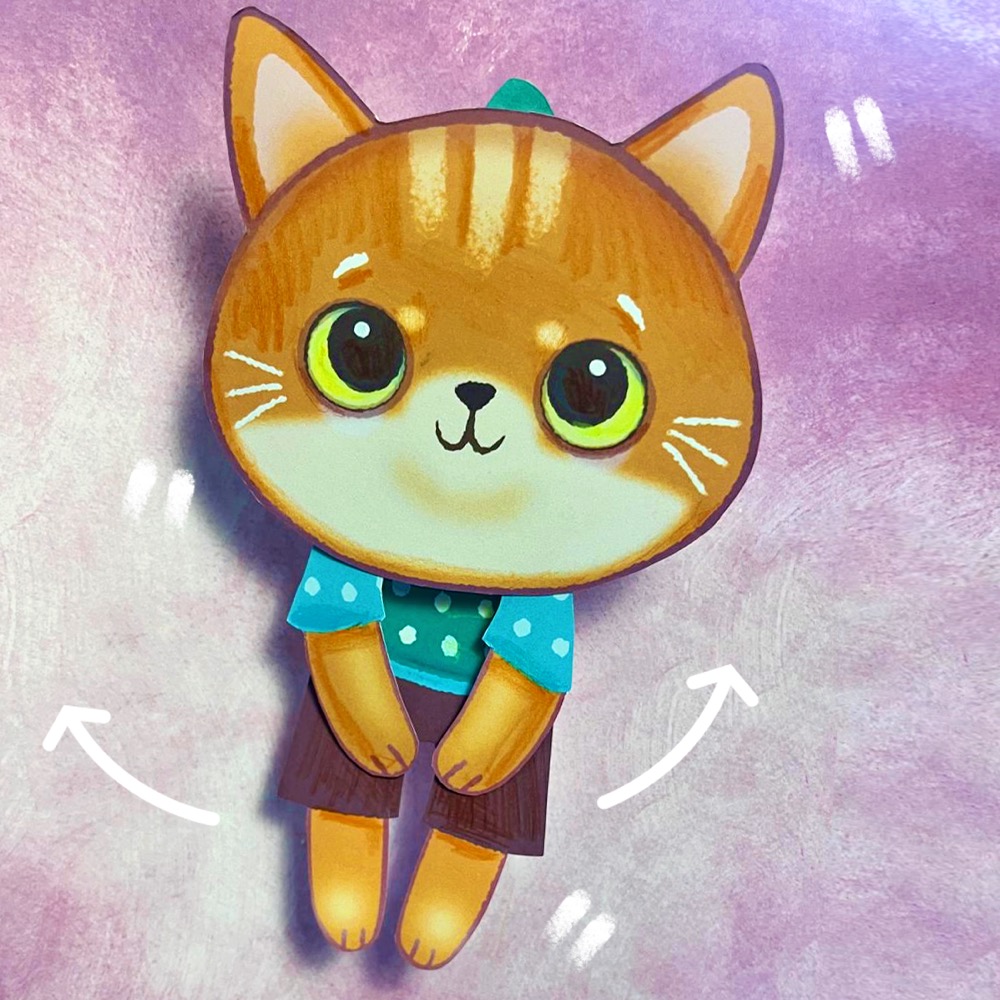 cute hanging cat craft template to download
