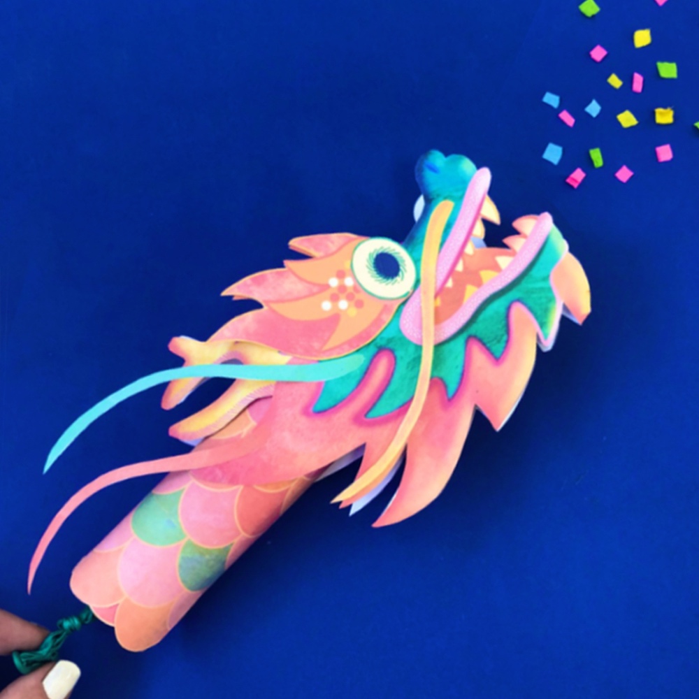 dragon confetti craft printable square