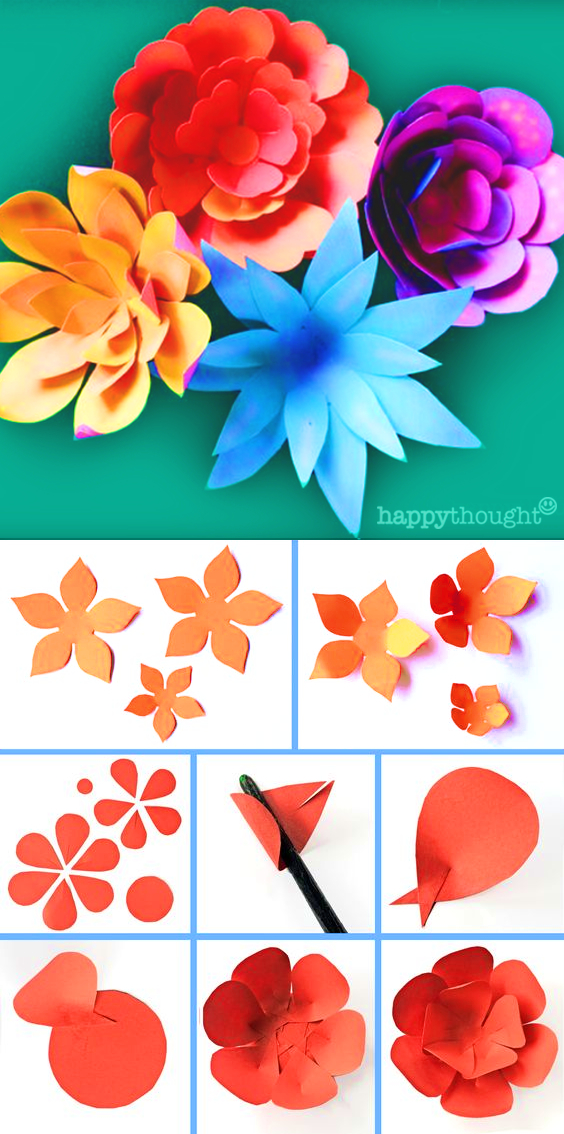 Plantillas de flores de papel y tutorial
