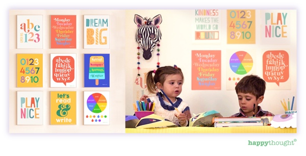 easy to download and print educational wall art posters fun DIY Bright and bold-learning-posters-set-email