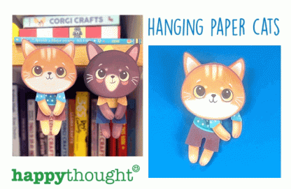 hanging cat paper dolls moving