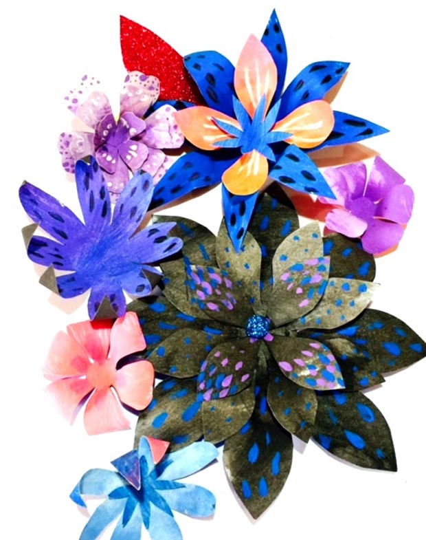 How to make painted paper petals and flowers for Day of the Dead flower crown