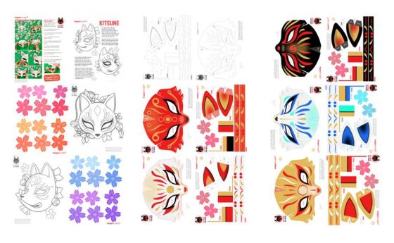 kitsune animal fox mask template sheets kitsune animal fox mask template sheets