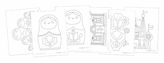 Matryoshka dolls or Russian nesting dolls coloring pages Matryoshka dolls or Russian nesting dolls coloring pages