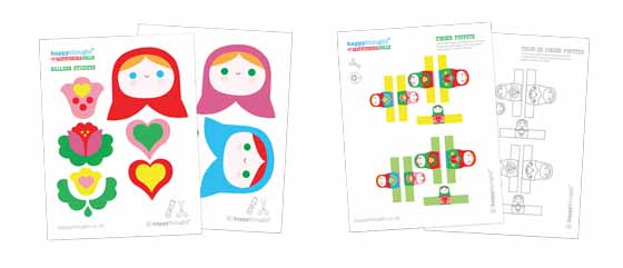 Matryoshka dolls finger puppets and balloon sticker templates Matryoshka dolls finger puppets and balloon sticker templates