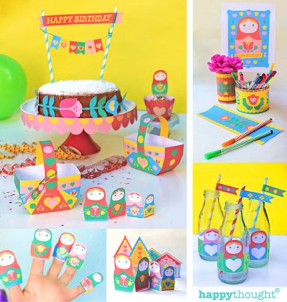 Russian Doll printable paper craft party pack