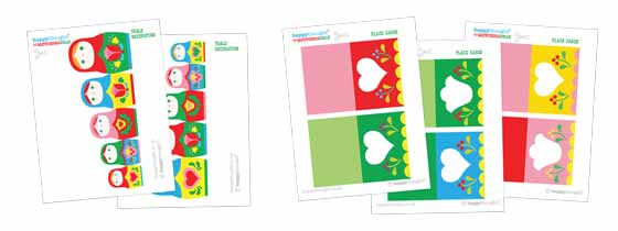 Matryoshka dolls table place settings templates!