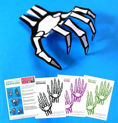 Paper skeleton hands template instructions activity!