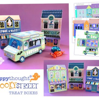 printable Spooky Street gift box templates