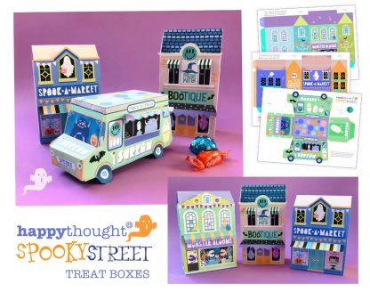 printable Spooky Street gift box templates