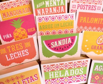 printable Mexican- food postre signs for fiestas