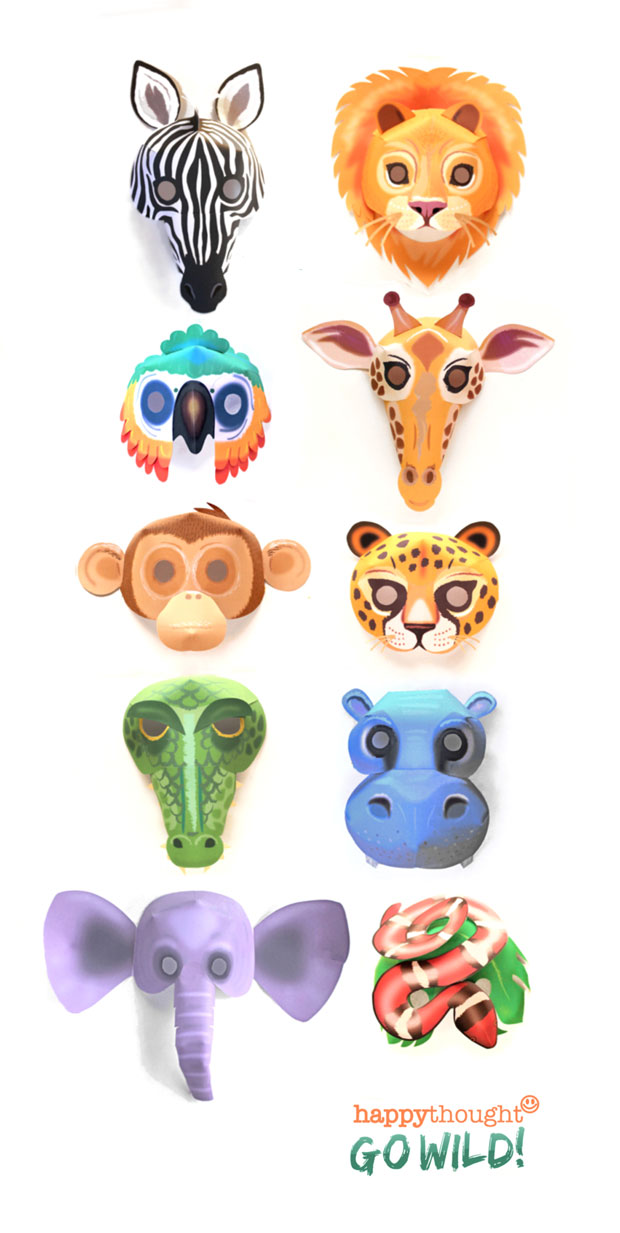 Máscaras de animales salvajes para imprimir y hacer - ¡plantillas de máscaras imprimibles de animales salvajes para descargar y hacer una fiesta de jungla!