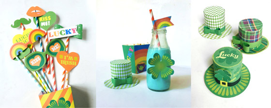 St Patricks Day printable DIY party photo prop templates! St Patricks Day lucky shamrock printable party templates