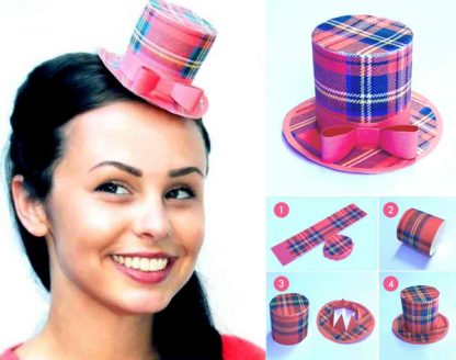 three mini tartan top hat templates