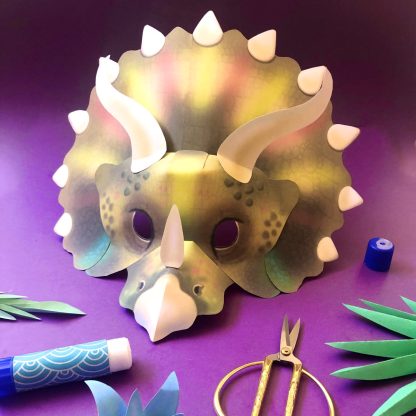 triceratops dinosaur mask template tutorial DIY